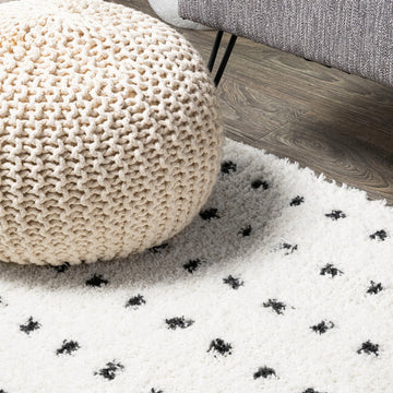 Pele Modern Geometric Dot Shag Area Rug